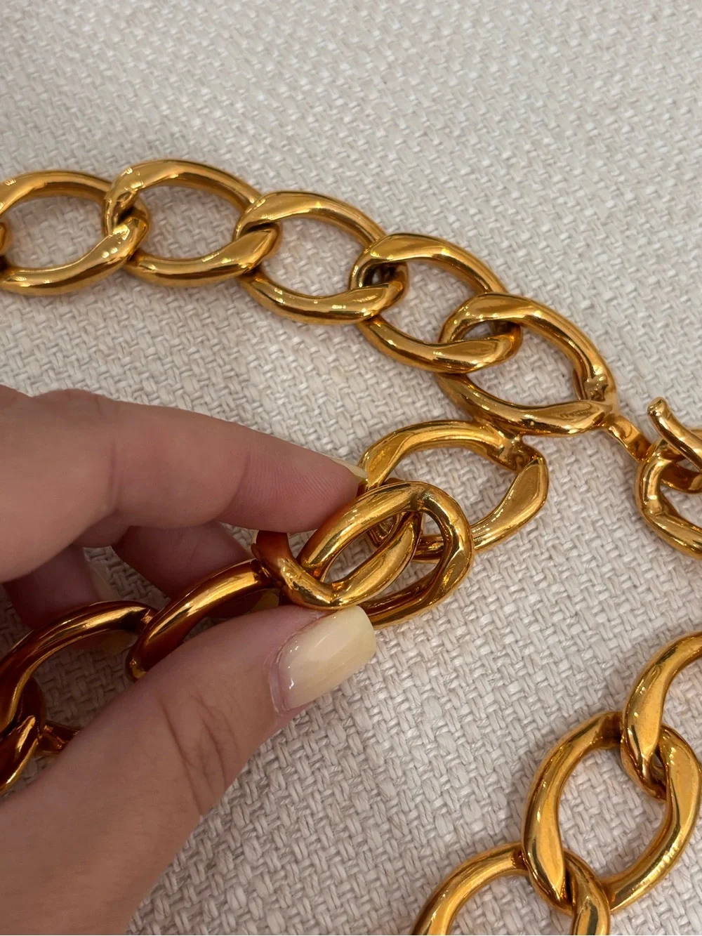 Authentic CHANEL gold plated chain belt big CC charm 92cm long